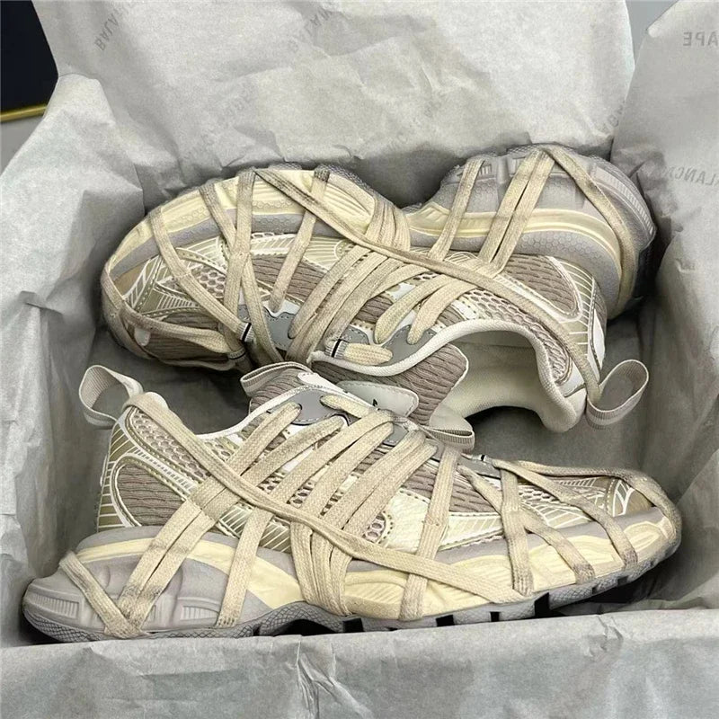 Large Size Casual Trainers Luxury Designer Unisex Shoes Chunky Heel Platform All Match Increasing Sport Runway Sneakers Female - Sun Studio