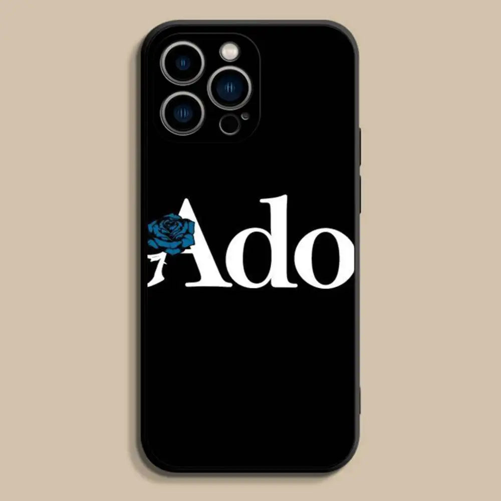 A-Ado Japanese Singer Phone Case For iPhone 17,16,15,14,13,12,Pro,Max,Plus,E,SE4,Air,Mini Black Soft Cover - Sun Studio
