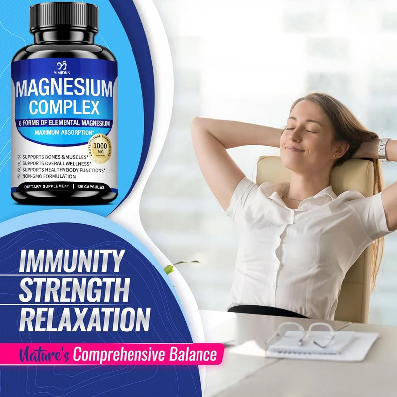 Magnesium Supplements, with Magnesium Glycinate, Magnesium Oxide, Support Stress Relief, Sleep, Heart Health, Nerves, Muscles - Sun Studio