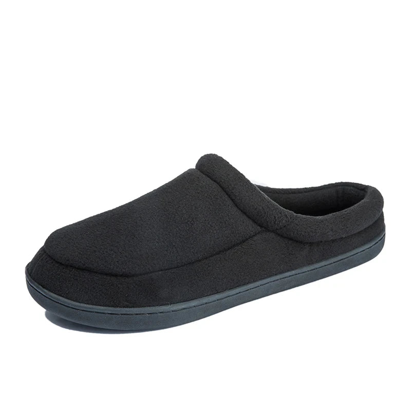 Men Slippers Black New Winter Suede Slippers Warm Indoor Slipper Waterproof Home House Shoes Men Warm Velvet Fur Knitting Shoes - Sun Studio