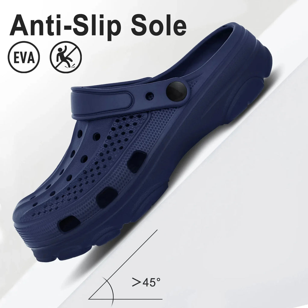Eyriphy Men Slippers Garden Shoes Breathable Hole Slippers Outdoor Fishing Shoes Non-Slips Kitchen Slippers EVA Sole Men Sandals - Sun Studio