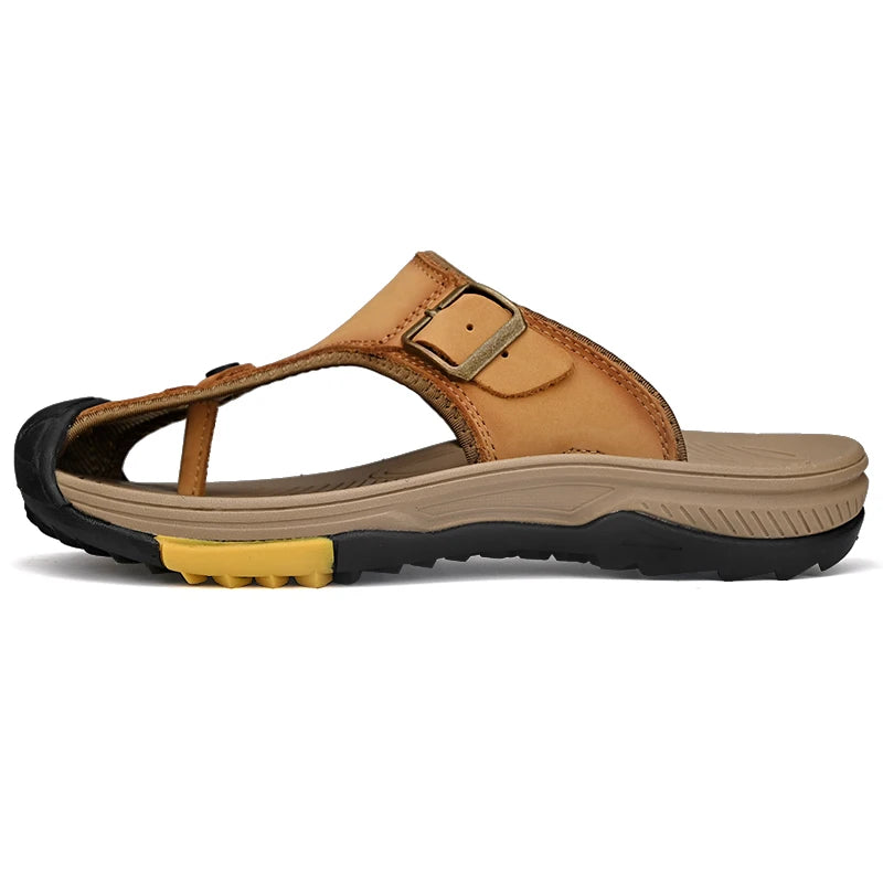 Genuine Leather Sandals Men Breathable Summer Shoes Man Waterproof Outdoor Men Sandals Antiskid Beach Sandals Footwear - Sun Studio