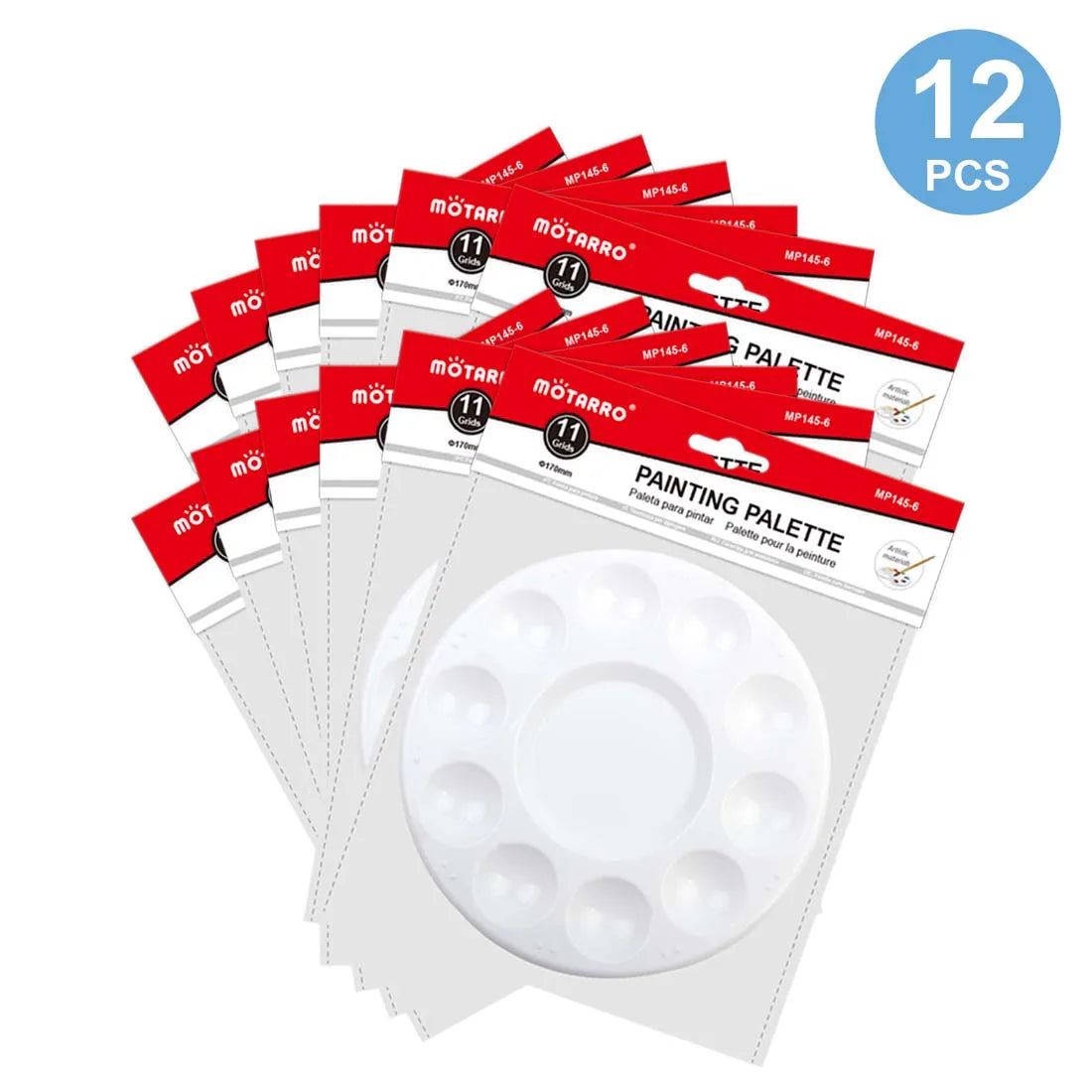MOTARRO 1/3/12Pcs Round Plastic Palette Art Alternatives Paint Tray Artist Watercolor Plastic Palette Supply White Pigment Tray - Sun Studio