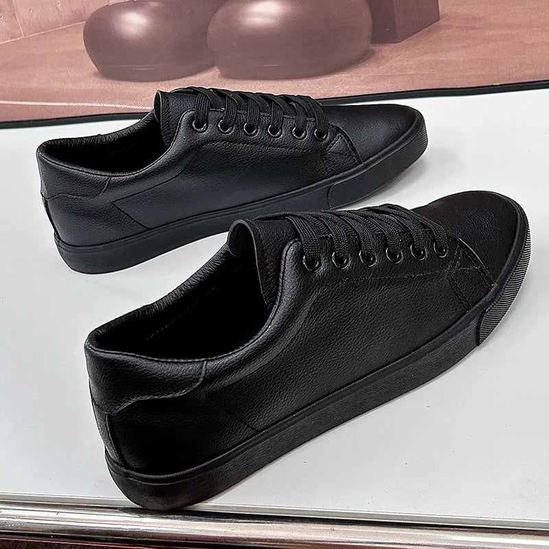 Spring Summer Flat Mens Casual Shoes Soft Pure Black Fashion Male Footwear Cool Young Man Street Style Comfortable - Sun Studio