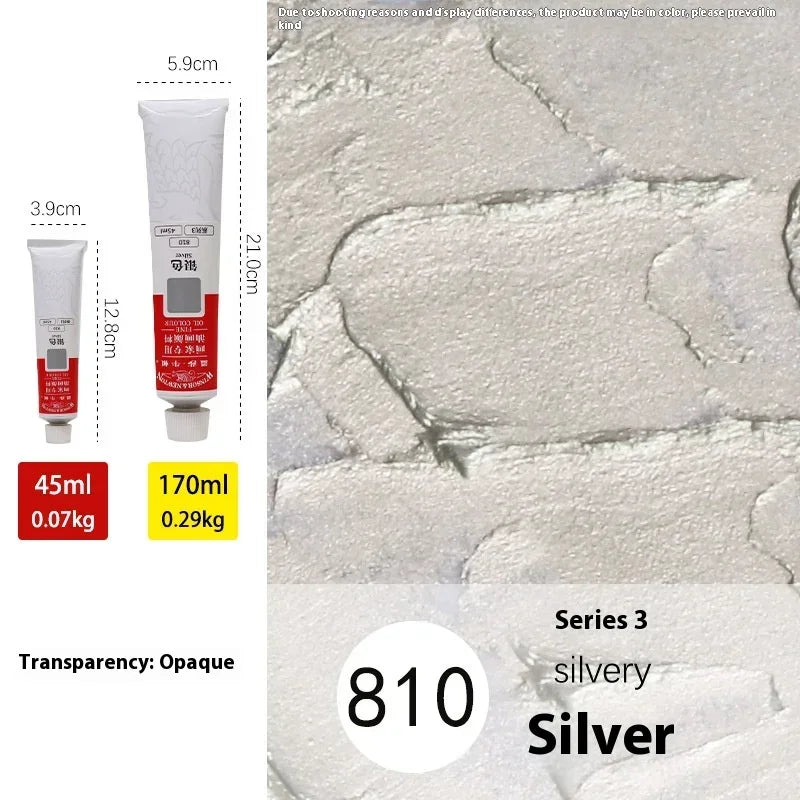 45ml Oil Paint Transparent Tube Fast Drying White Gold Silver Professional Color Painting Supplies For Artists Student Beginners