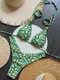 RUOTONSEPT New Sexy Botany Print Bikinis Set Women's Swimsuit Two-piece Triangle Halter Swimwear Bathing Suit Brazilian Biquinis - Sun Studio
