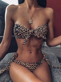 Sexy Leopard Polka Dot Knotted Brazilian Bikini Women Swimwear Female Swimsuit Two-pieces Bikini set Bather Bathing Suit V643 - Sun Studio