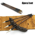 6pcs/set White Woolen Student Chinese Calligraphy Brush Pen Writing Brush Brown Weasel Hair - Sun Studio
