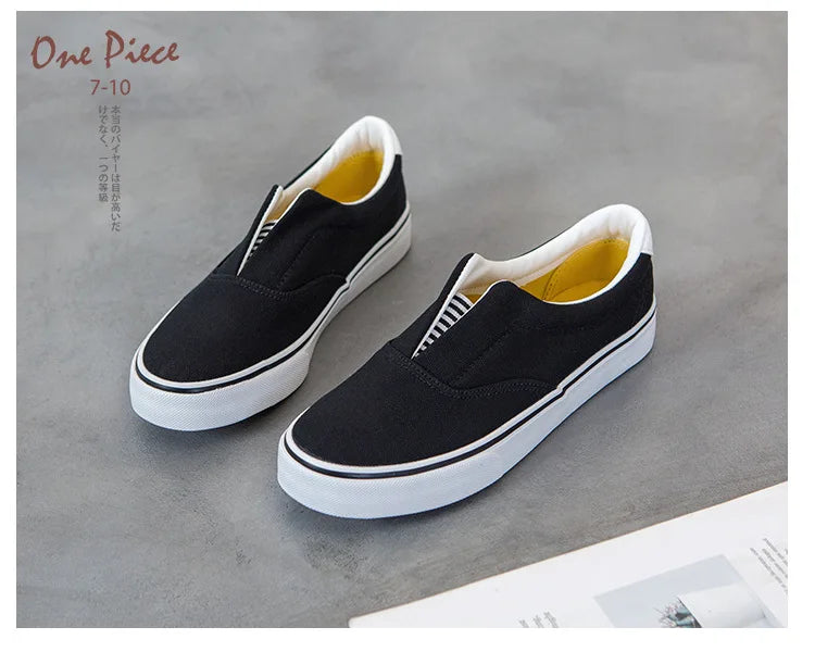 Men's Non-slip Skateboard Shoes Breathable Canvas Shoes Men's Casual Cloth Shoes Solid Color Flat Comfortable White Sneakers - Sun Studio