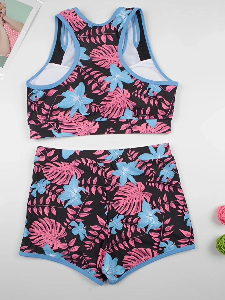 2026 Sporty High Waist Swimsuit Women Floral Printed Swimwear Female Bathers Bathing Swimming Swim Suit Beachwear - Sun Studio