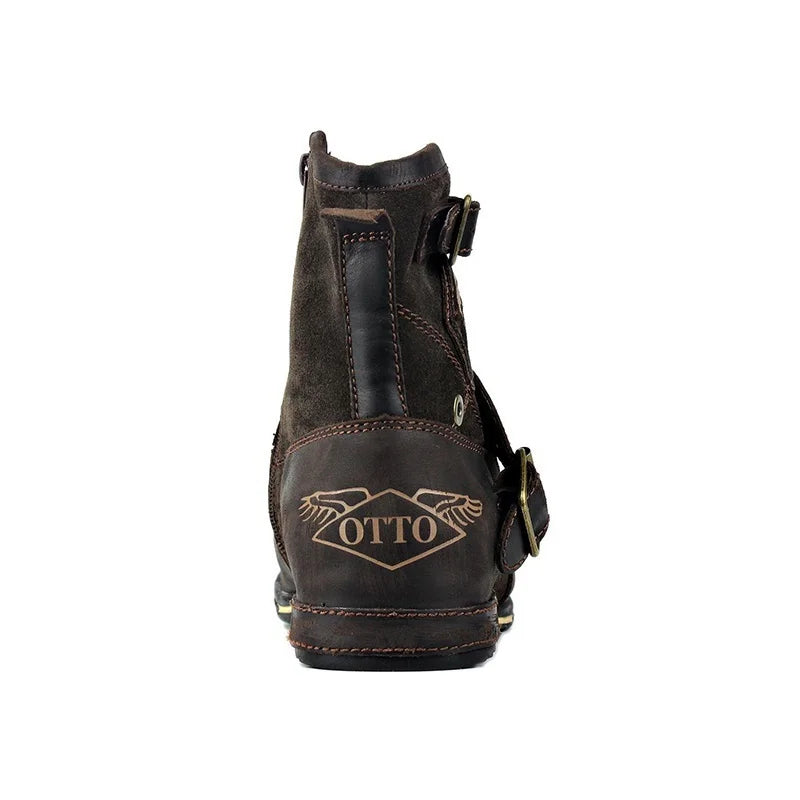 Men's Ankle Boots High Quality Cowboy Boots Men Metal Buckle Side Zipper Motorcycle Boots Gothic Boots Retro Western Boots - Sun Studio
