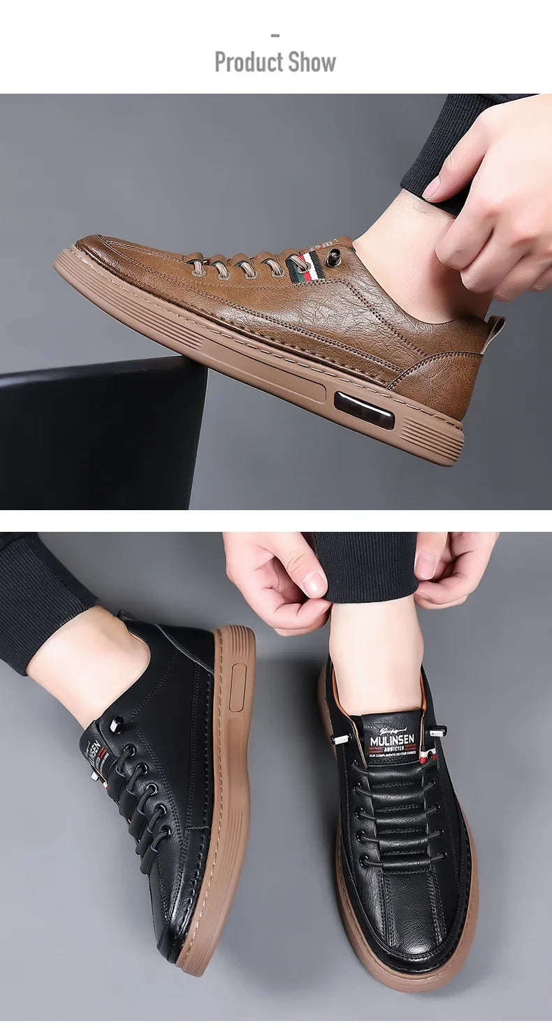 New Leather Shoes for Men Non-slip Sports Fashion Comfortable Sneakers Male Flat Slip-on Casual Brand Men's Casual - Sun Studio