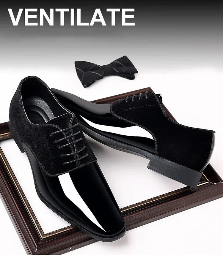 New Oxford Men's Pointed Toe Dress  Luxury Lacquer Wedding Shoes Classic Derby Shoes 2023 Leather Shoes Size 38-50 - Sun Studio