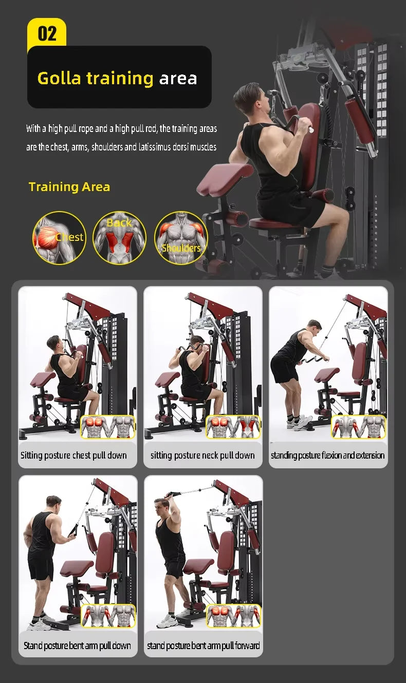 Home Indoor Comprehensive Gym Trainer Fitness Equipment With Strength Exercise Metal Material - Sun Studio