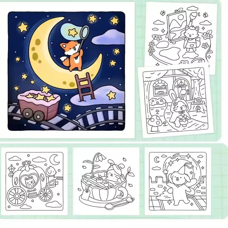 Fuzzy Tales Fairycore Coloring Book for Adults & Teens Featuring Adorable Animals Characters Fuzzy Friends Coloring - Sun Studio