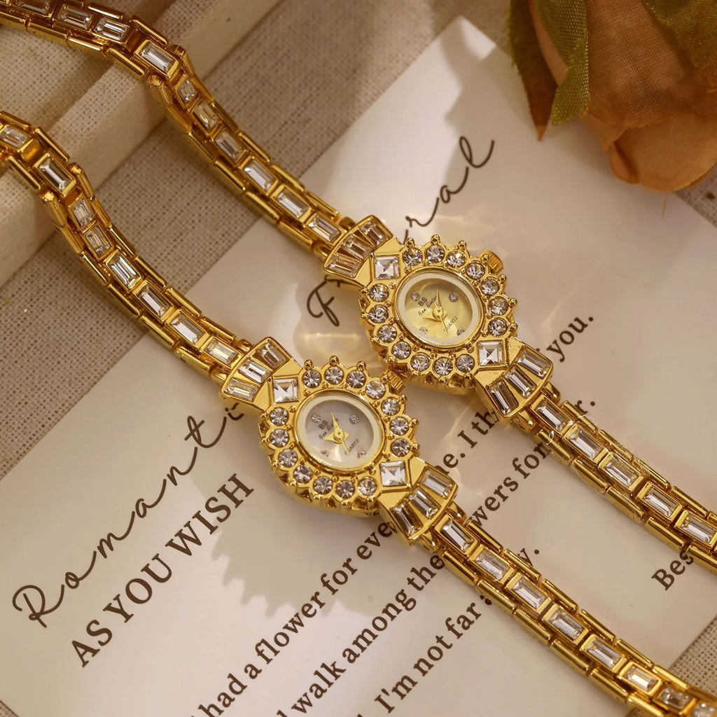Luxury Watches For Women High Quality Diamond Dial Oval Quartz Ladies Watch Elegant Retro Rhinestone Bracelet Female Wristwatch - Sun Studio