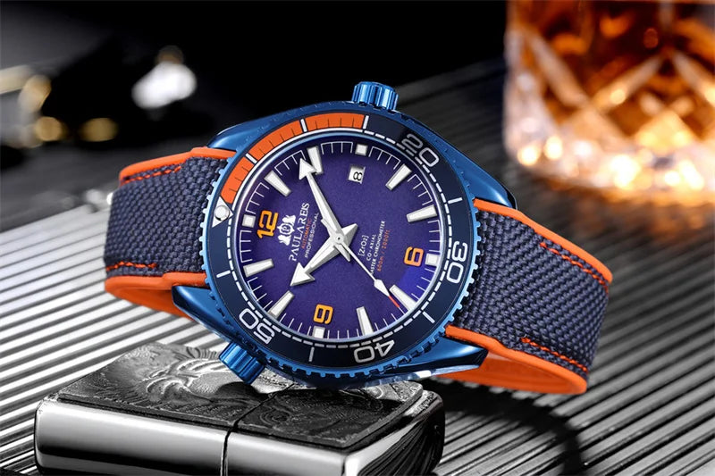 Luxury Automatic Mens Watch High Quality Mechanical Self Wind Movement Rubber Strap Waterproof Luminous Calendar Mens Watches - Sun Studio