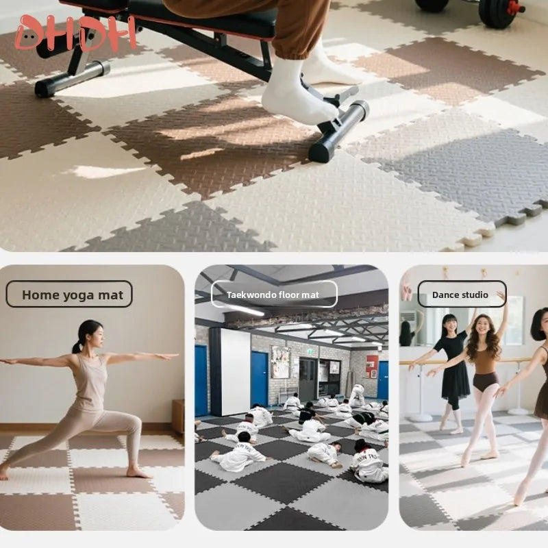 Gym Floor Mat for Home Workout Anti-Slip Rubber Exercise Mat with Interlocking Design, Durable Fitness Rug Weightlifting & Yoga - Sun Studio