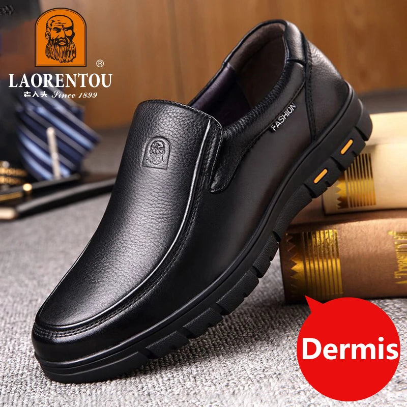 LAORENTOU genuine leather thick soled casual leather shoes for middle-aged and elderly fathers, oversized business shoes 66736 - Sun Studio