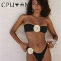 2026 New Sexy White 3D Flower Solid Two Piece Push Up Bikini Set Luxury Swimwear Women Swimsuit Beachwear Summer Bathing Suit