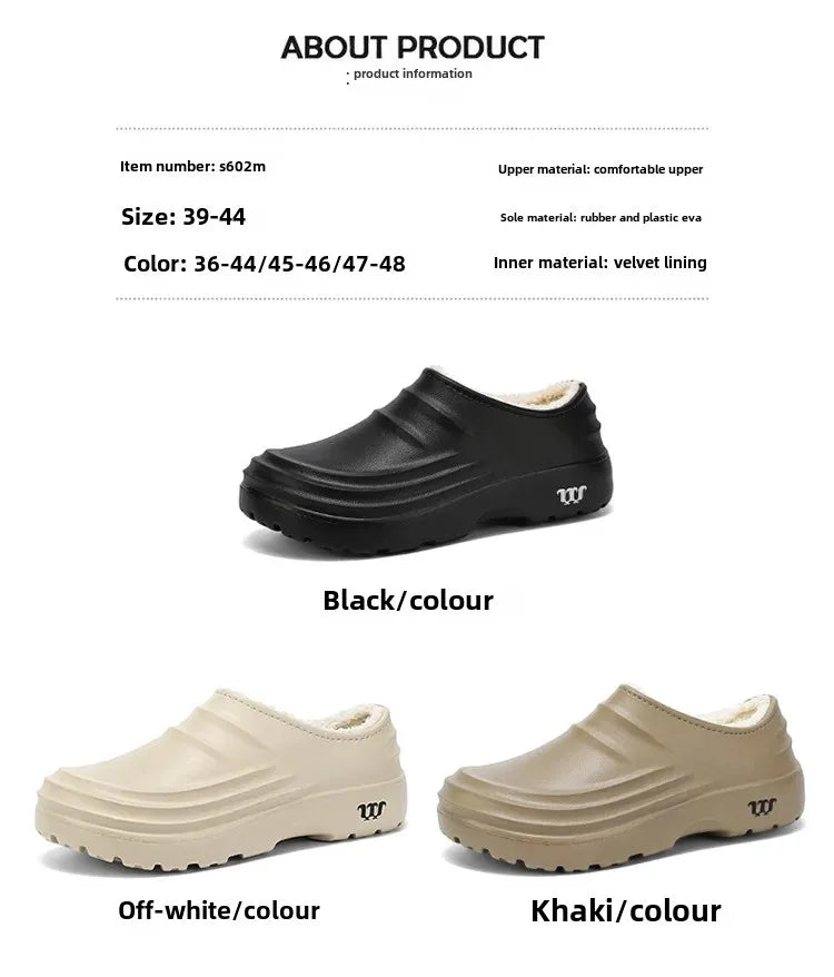 Waterproof Cotton Chef Shoes For Men Anti-Slip Work Footwear Warm Comfortable Kitchen Specialized Shoes With EVA Outsole - Sun Studio
