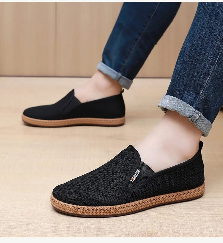 2025 Summer Men's Old Beijing Net Mesh Slip-on Casual Shoes Comfortable and Breathable Anti-slip Outsole Free Men's Shoes - Sun Studio