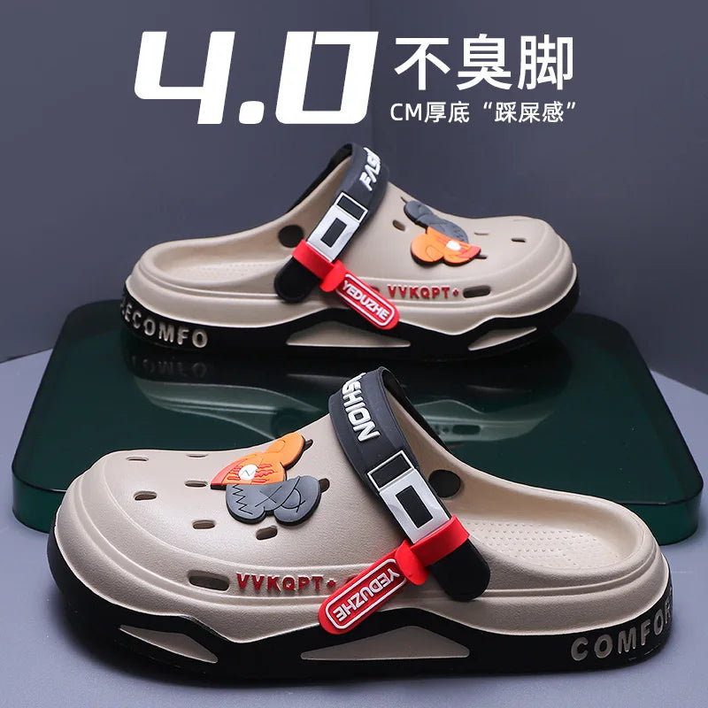 Summer new trend hole shoes outside wear cartoon fashion home home couples non-slip hole sandals beach Baotou slippers men's