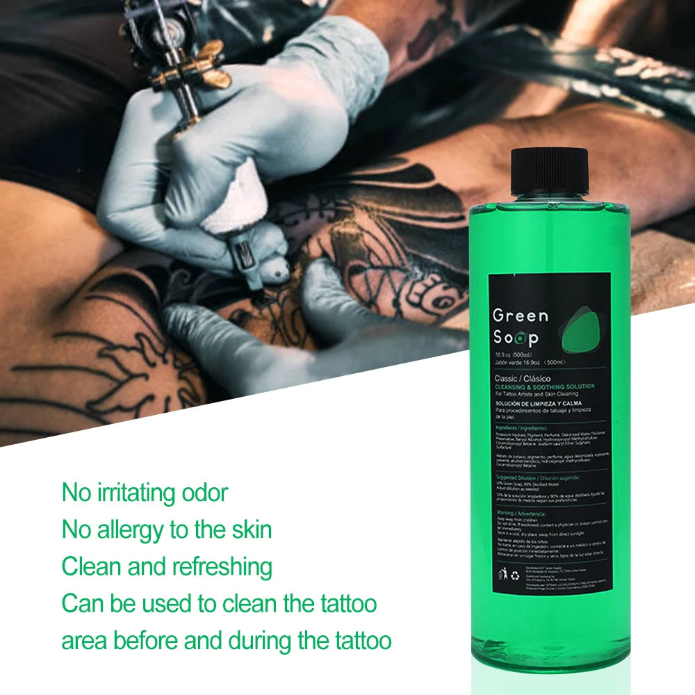 Professional Green Soap EMALLA Cleansing Green Soap Wipes Bottle Tattoo Green Soap for Tattoo Piercing Makeup Tattoo Accessories - Sun Studio