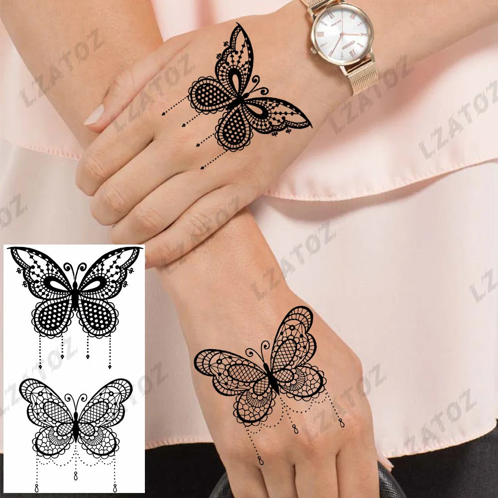 Einzigartige dreieckige Ozeanwelle Temporäre Tattoos für Männer Frauen realistische Tiger Löwe Fake Tattoo Aufkleber Spruch Transfer Kunst Tattoos