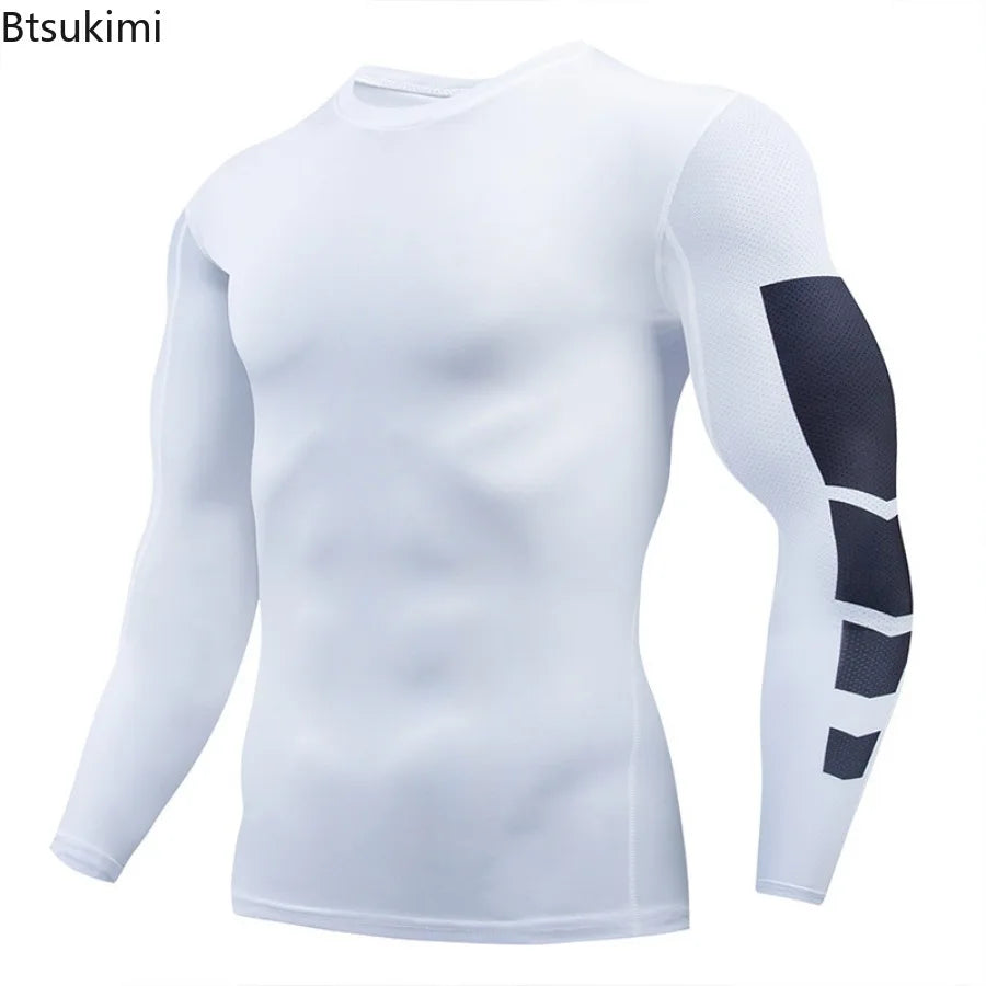 Gym Sports T-shirts for Men Long Sleeve Tights Boxing Sportswear Breathable Quick Dry Fitness Tops Male Outdoor Training Clothes - Sun Studio