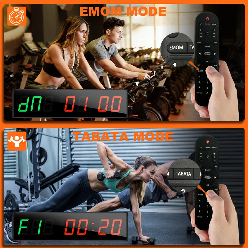 Gym Timer Large LED Display Wall Clock Gym Interval Workout Countdown Sports Training Clock Digital Time Timers for Fitness Home - Sun Studio