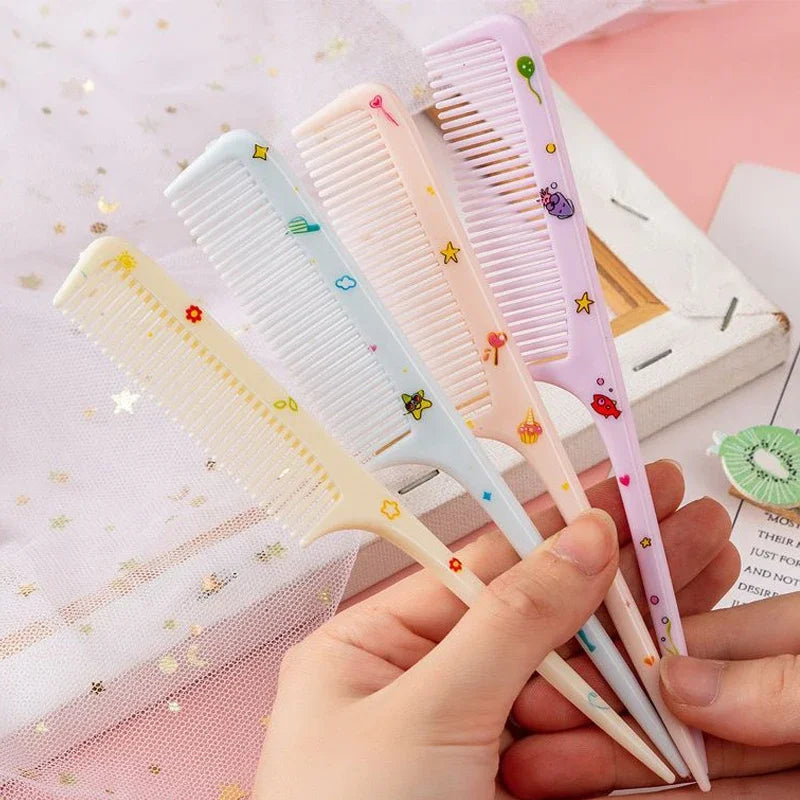 2pcs Kids Hair Combs Set Cartoon Animals Children Hairdressing Comb with Pointed Tail Girls Portable Anti-Static Plastic Comb - Sun Studio