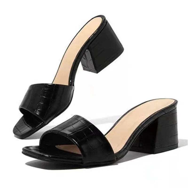 Summer Slippers Women Fashion Shoes for Women Black Large Sandals Luxury Heel Slippers Zapatos De Mujer - Sun Studio