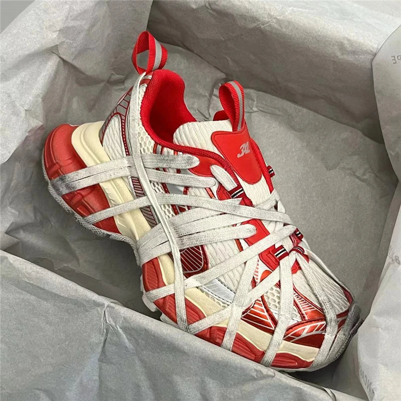 Large Size Casual Trainers Luxury Designer Unisex Shoes Chunky Heel Platform All Match Increasing Sport Runway Sneakers Female - Sun Studio