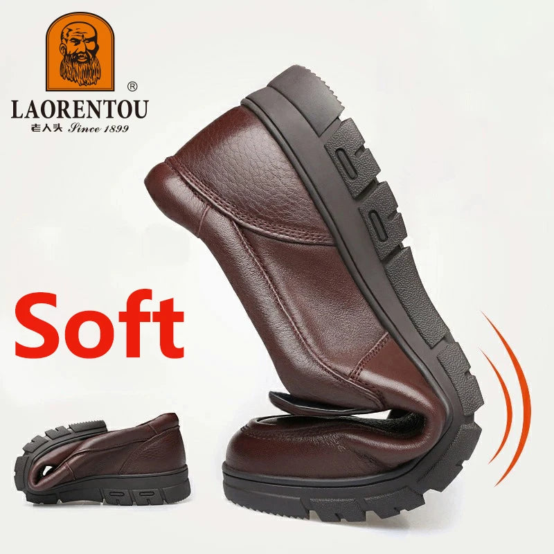 LAORENTOU genuine leather thick soled casual leather shoes for middle-aged and elderly fathers, oversized business shoes 66736 - Sun Studio