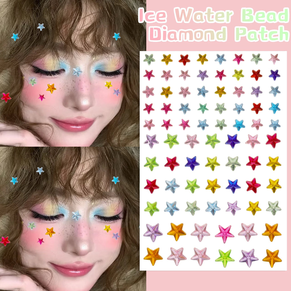 Star Face Makeup Diamond Patch Dazzling Star Festival Modernist Face Stickers Women Girls Colorful Rhinestone Tattoo Eyes Deco - Sun Studio