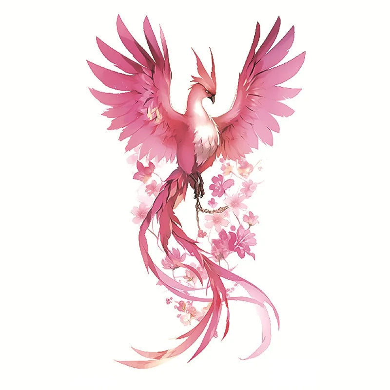 Waterproof Temporary Tattoo Sticker Phoenix Flash Tattoos For Women Men Colorful Phoenix Body Art Fake Tatoo Flower Arms Tattoo - Sun Studio