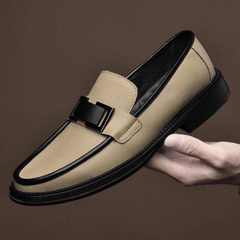 Men Genuine Leather Business Shoes Casual Flats Men Party Driving Loafers Shoes Breathable Moccasins Men's Casual High-end Shoes - Sun Studio