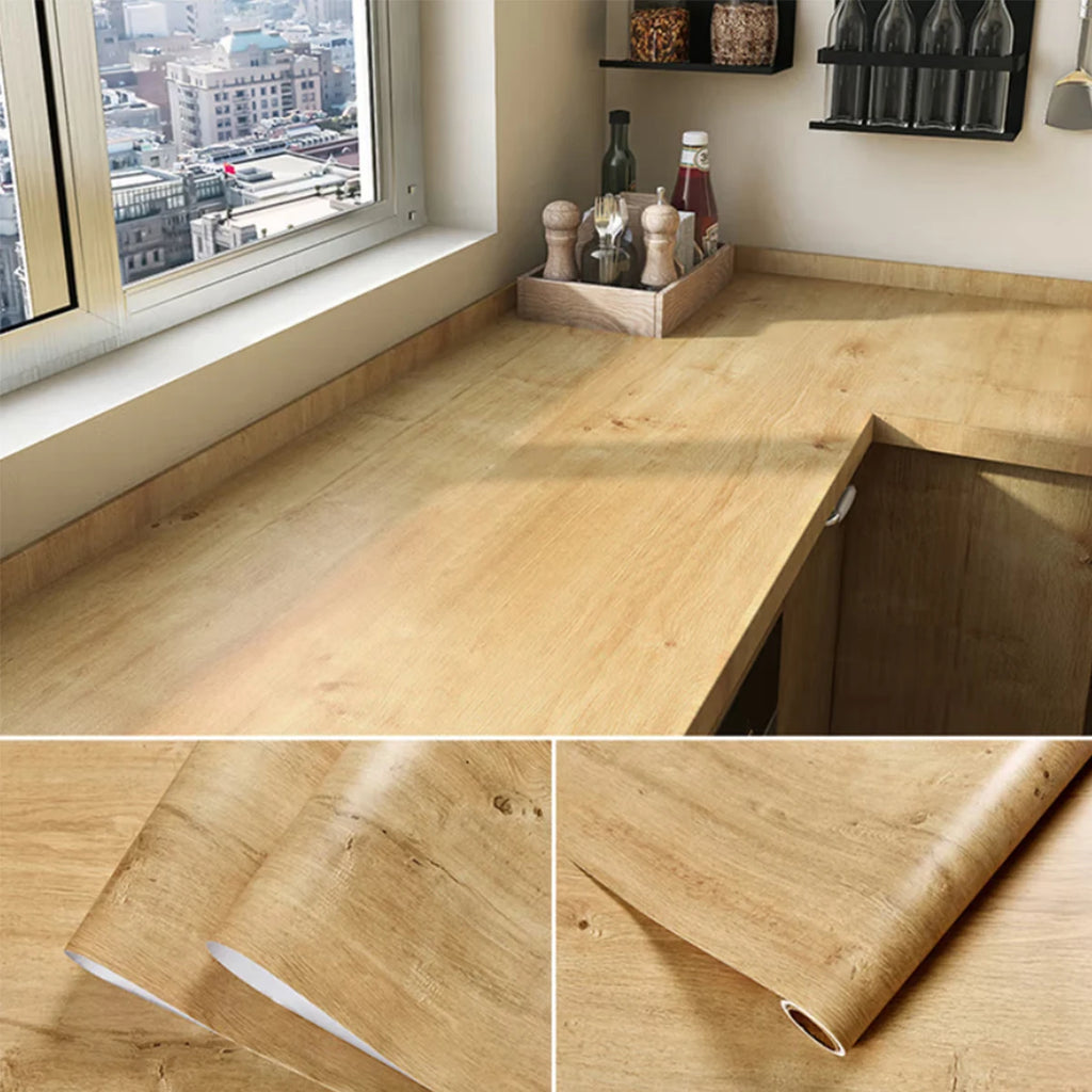 Wood Grain DIY Sticker PVC Self Adhesive Waterproof Wallpapers Renovation Furnitures Wall Stickers Home Decor Sticky Paper Decal - Sun Studio