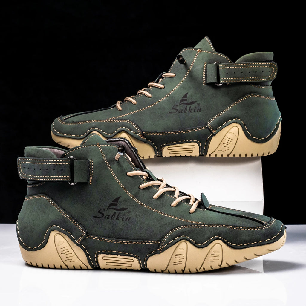 New 2025 Handmade Leather Casual Men Shoes Design Sneakers Man Breathable Leather Shoes Men Ankle Boots Outdoor - Sun Studio