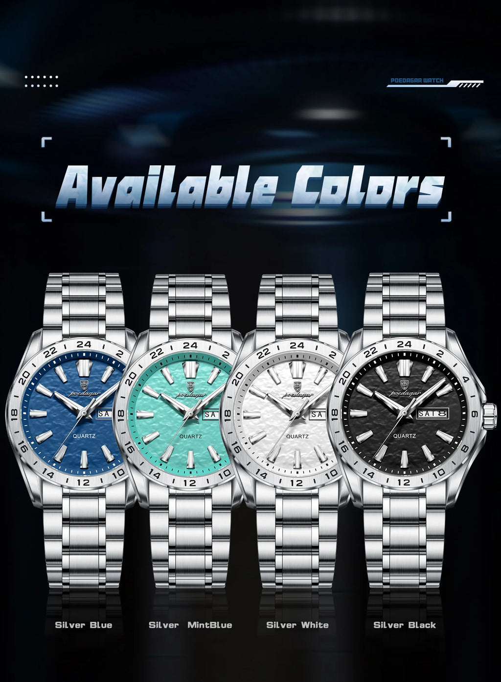 POEDAGAR Sport Luxury Man Wristwatch High Quality Waterproof Luminous Watch For Men Fashion Date Week Quartz Men's Watches Reloj - Sun Studio