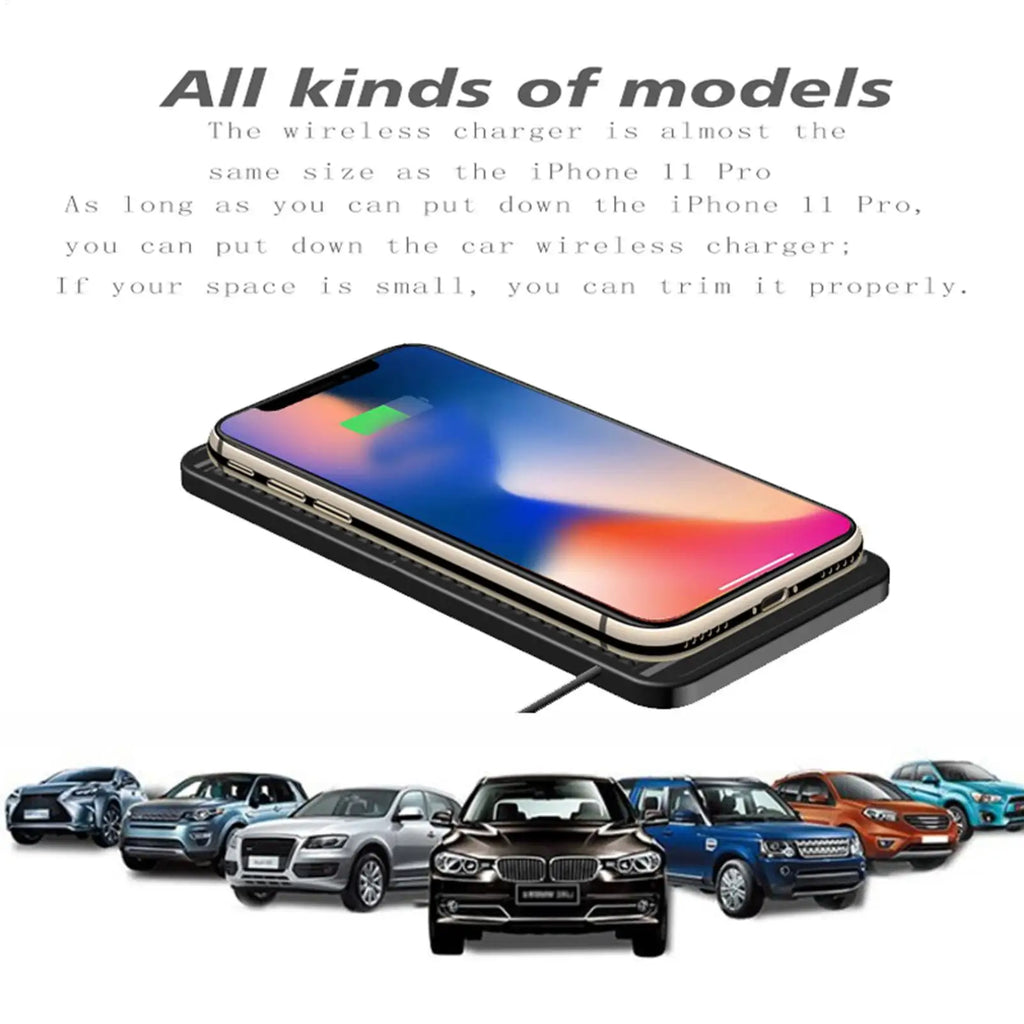 Wireless Phone Charger Wireless Car Charger Pad For Car 39 Inch Cable Automatic Sensing Non-Slip Charging Mat For Phone Vehicle - Sun Studio