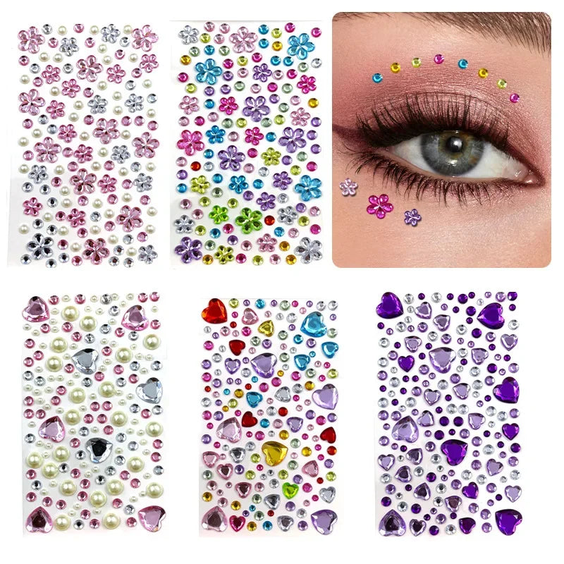 Glitter Face Stickers for Children Rhinestones for Eyes Face Diamonds Bright Stickers Festival Makeup Jewels Stickers ZS006 - Sun Studio