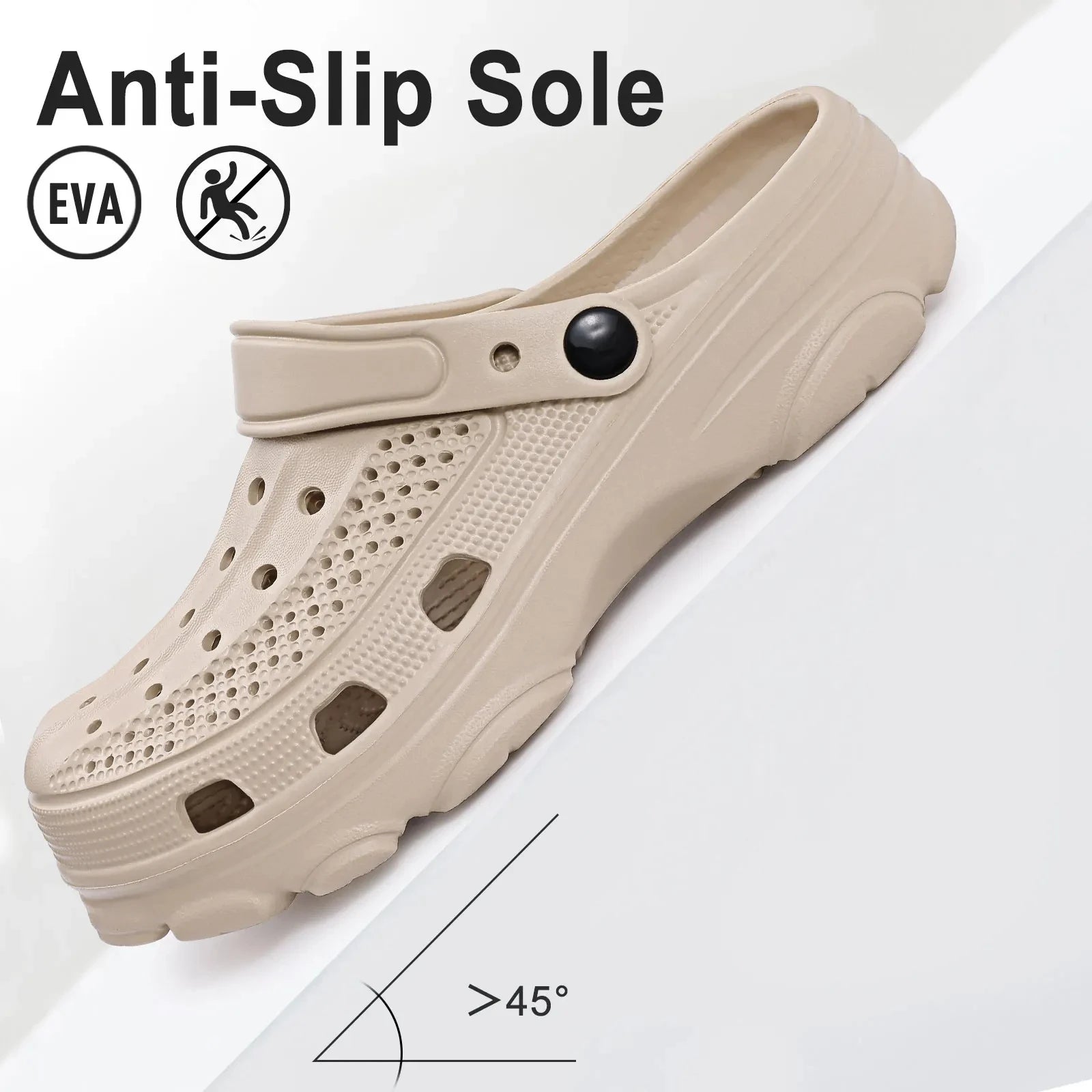 Eyriphy Men Slippers Garden Shoes Breathable Hole Slippers Outdoor Fishing Shoes Non-Slips Kitchen Slippers EVA Sole Men Sandals - Sun Studio