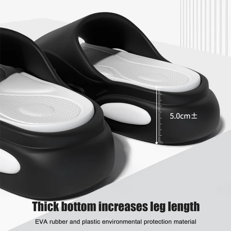 Shevalues Men Summer Slippers New Thick Sole EVA Sandals Indoor Non-slip Unisex Bathromm Slides Casual Platform House Slippers - Sun Studio