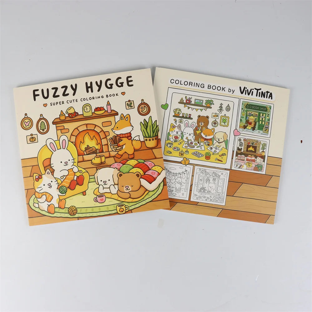 Fuzzy Hygge: Cozy Adult & Teen Coloring Book with Cute Animal Characters to Relieve Stress - Cute Animal Designs - Sun Studio