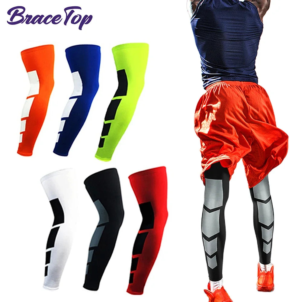 BraceTop 1 Pair Compression Long Socks Men Women Knee Fitness Knee Pad Anti Slip Support Thigh Long Stockings Leg Thigh Sleeves - Sun Studio