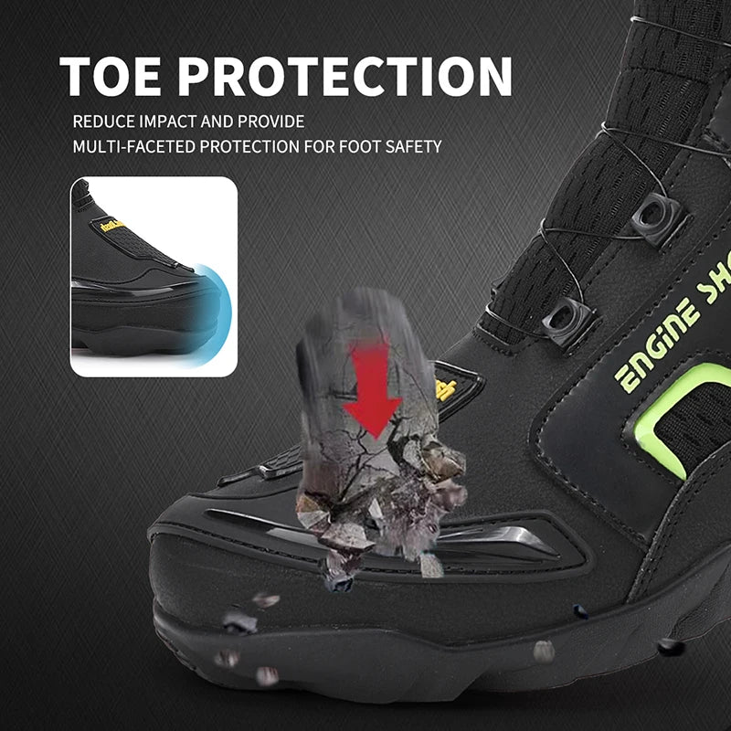 Motorcycle Riding Shoes Men's Breathable Leather Boots Casual Comfortable Slip-On Ankle Boots for Urban Cycling - Sun Studio