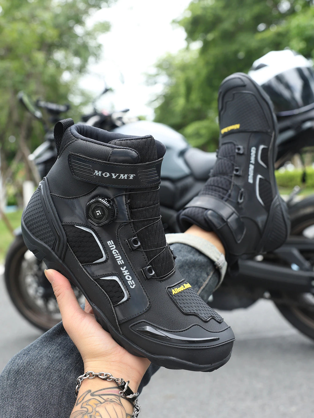 Motorcycle Riding Shoes Men's Breathable Leather Boots Casual Comfortable Slip-On Ankle Boots for Urban Cycling - Sun Studio