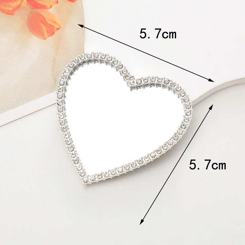 Korean Cute Heart Flower Mirror Griptok Bracket For iPhone 15 14 Samsung Universal Phone Accessories Phone Holder Grip Tok Stand - Sun Studio